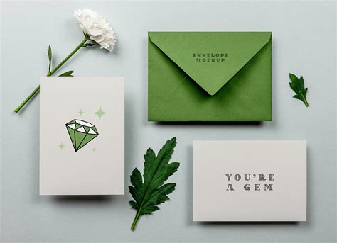 envelope and card smart object|Free Card & Envelope Mockup .